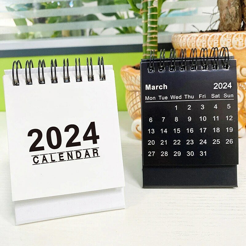 2024 hitam putih 2025 kalender meja Kawaii Coil kalender untuk melakukan daftar bulanan perencana harian Agenda Organizer perlengkapan kantor lucu
