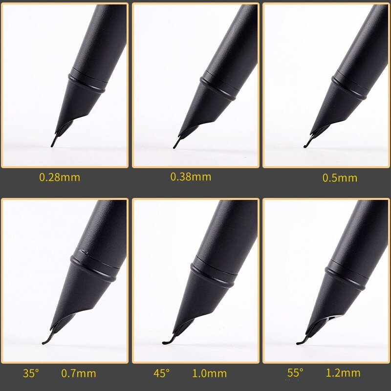0.28-1.2mm Luxury Black Hidden Titanium Nib Fountain Pen Writing Signing Calligraphy Pens Gift Office Stationery Supplies