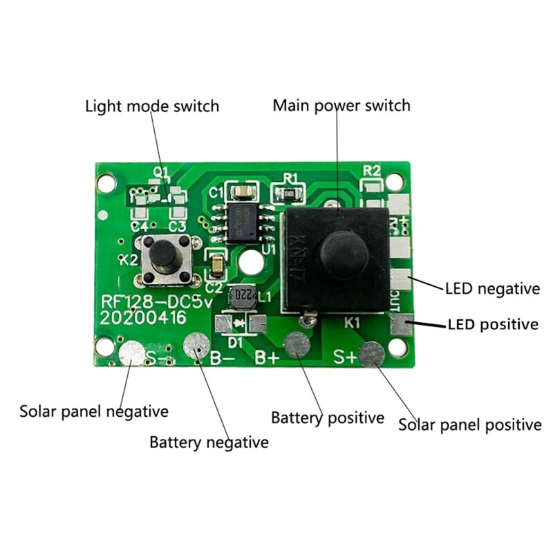Placa de circuito de Control de cadena de lámpara Solar de 1,2 V con interruptor, módulo de controlador de Panel de Control de farola Solar