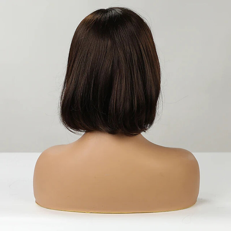 Rambut Manusia Tanpa Topi Wig Rambut Manusia Lurus Alami Lurus Bob Pixie Memotong Potongan Rambut Berlapis Renda Rambut Rambut Wig Wanita