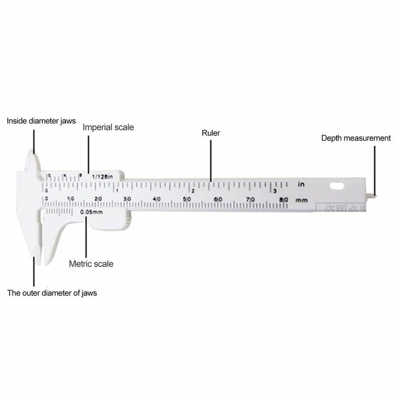 Пластиковый штангенциркуль с двойной шкалой 0-80 мм, миниатюрная линейка, инструмент для точного измерения, стандартный штангенциркуль с нониусом