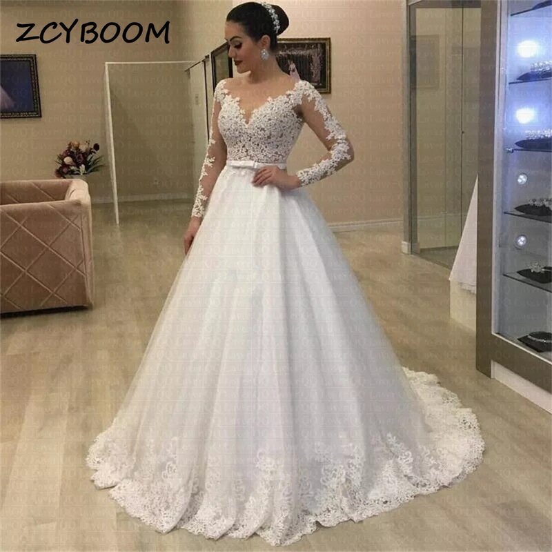 Charming Lace Appliques heart-shaped A-line Sashes Wedding Dresses For Women 2024 Court Train Bridal Gowns Vestidos De Novia