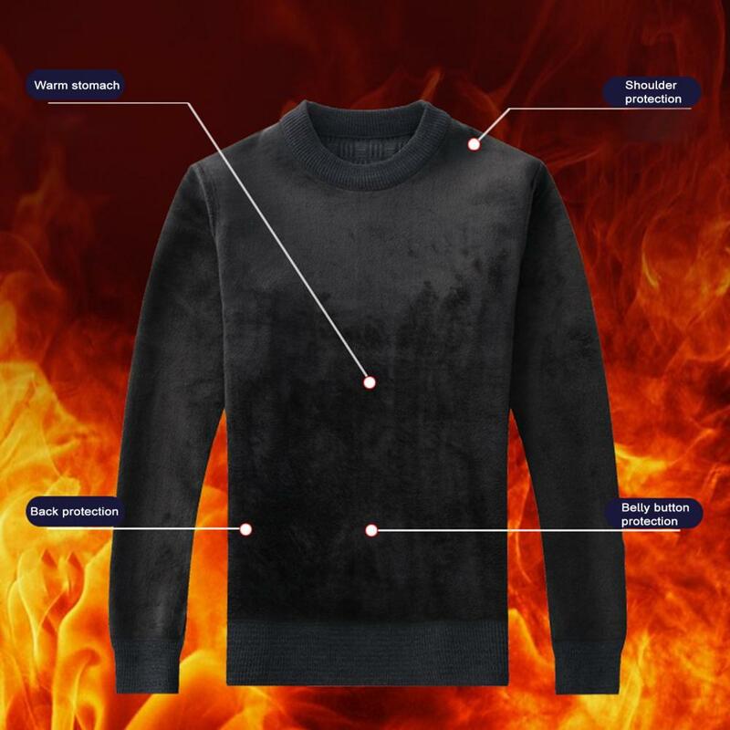 Men Fall Winter Sweater Knitted Long Sleeve Warm Slim Fit Sweatshirt Soft Plus Size Casual Mid Length Men Pullover Top