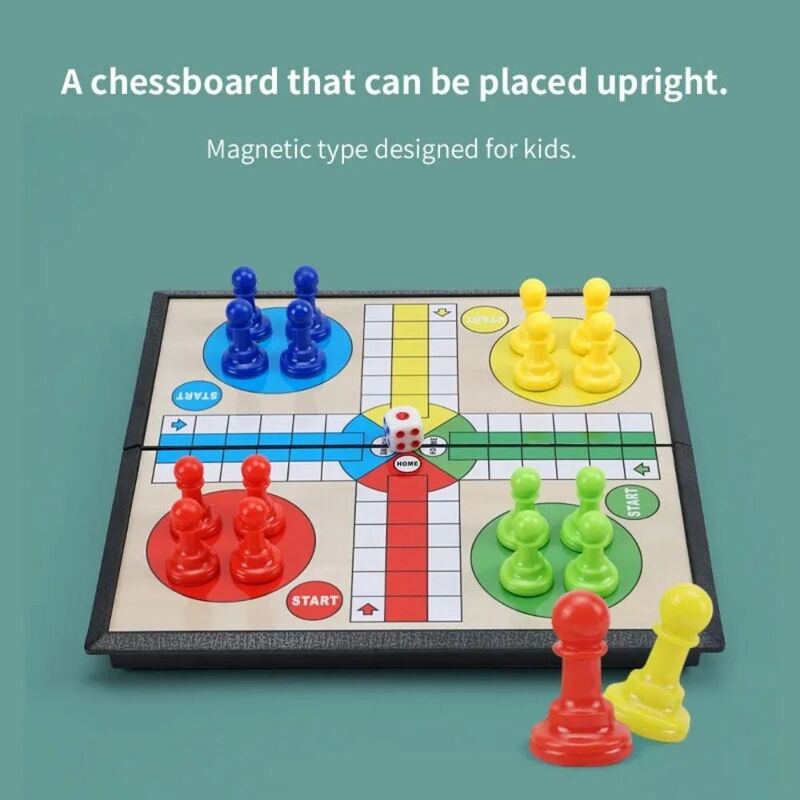 Folding Chessboard Ludo Board Game Magnetic Thinking Training Flying Chess Concentration Training Developing Intelligent
