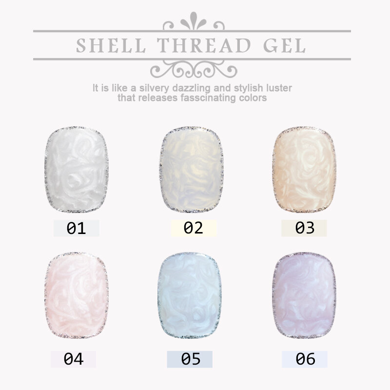 BOZLIN 7.3ML Thread Shell Gel Nail Polish Varnish Semi-Permanent UV Gel Color Varnish Pearl Shell Manicure For Nails Art Design