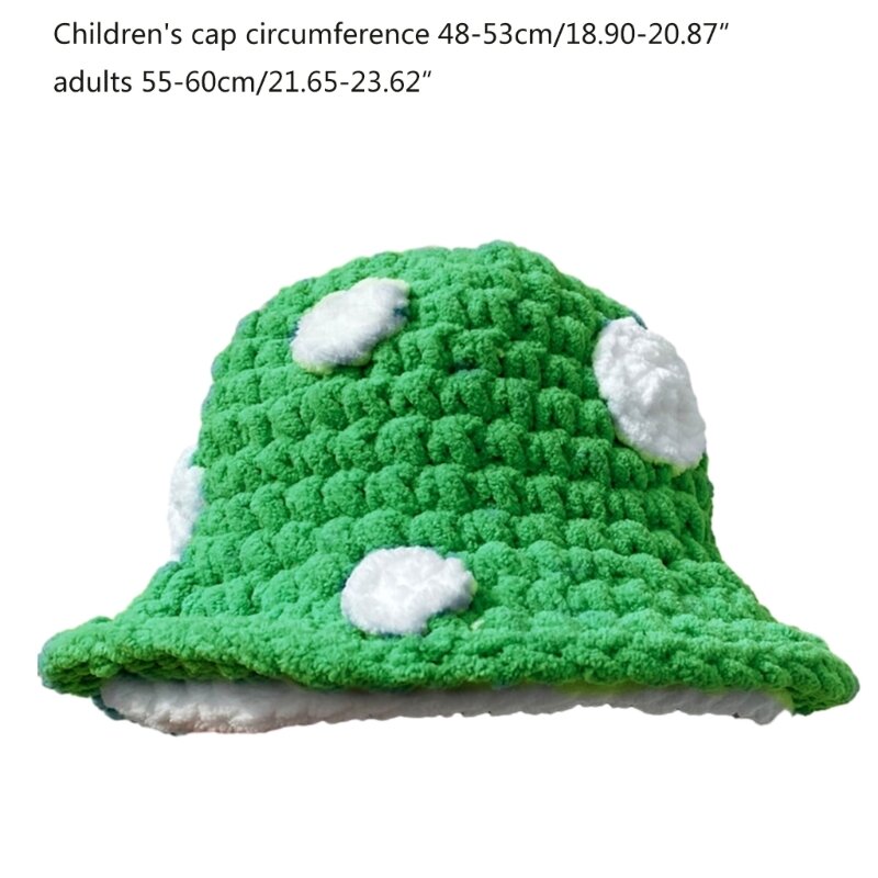 ฮาโลวีนโครเชต์หมวกชาวประมงหมวกถังนุ่มน่ารักแฮนด์เมดเห็ดหมวกผู้หญิงเด็กหมวกแปลกถ่ายภาพหมวก M6CD
