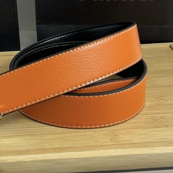 24 New Luxury Belt Sleek Buckle Waist Stylish Casual Denim Belt Genuine leather lychee patterned metal buckle letter Men's belt