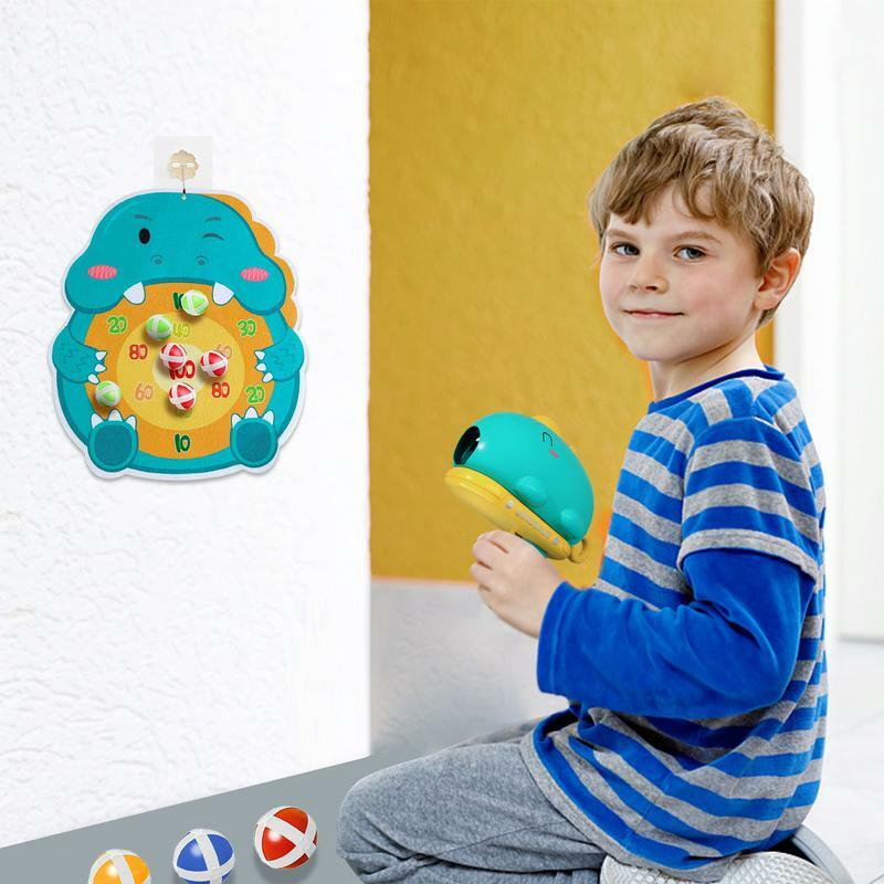 Tablero de dardos interesante para niños, juego de dardos con 24 bolas de palo, 2 piezas, juguetes de dinosaurio de dibujos animados para exteriores, regalos interactivos multifuncionales