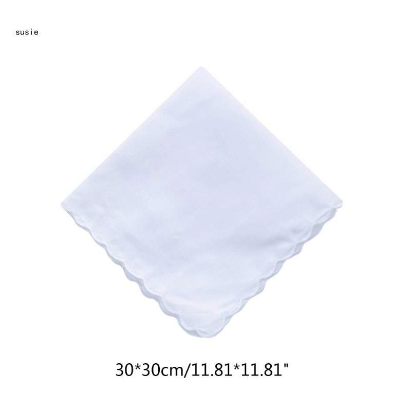 X7YA White Hankie Women Handkerchiefs Cotton Square Super Soft Washable Hanky
