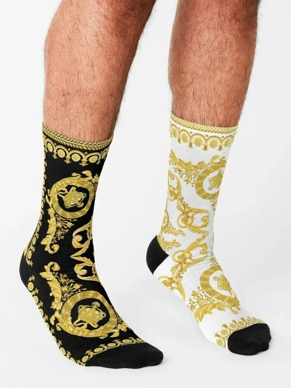 Барочный греческий орнамент GoldenMeander Meandros винтажные носки милые детские милые баскетбольные носки для мужчин и женщин