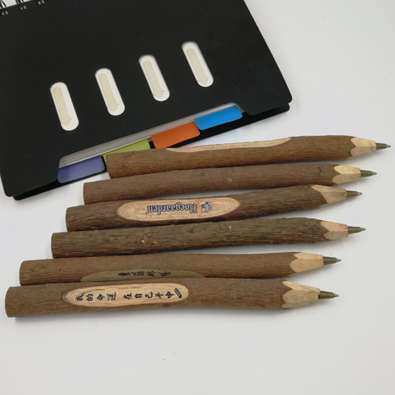 クリエイティブな木製ブランチ鉛筆ボールペン、レトロオフィスペン、手作りの筆記ペン、DIY文房具、1個
