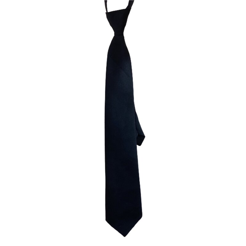 Retro Solid Color Silky Narrow Necktie School Uniform Zipper Pre-Tied for Arrow