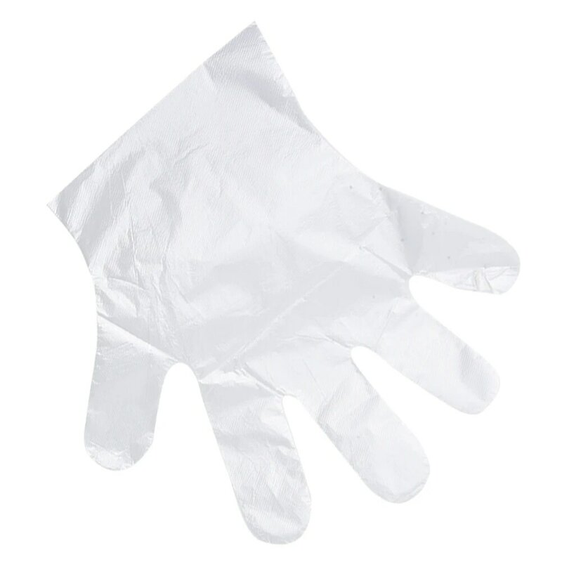 100pcs Disposable Gloves Eco-friendly Gloves One-off Food Grade Plastic Gloves Transparent For DIY Cooking Cleaning BBQ