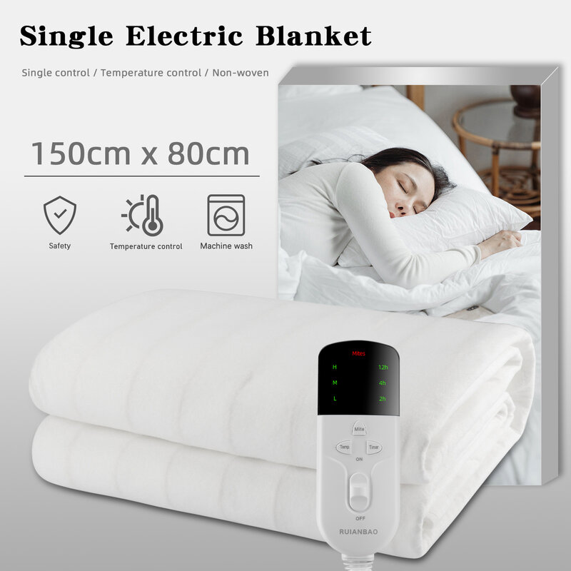 RUIANBAO-manta eléctrica individual con calefacción, alfombrilla de cama con certificación CE, enchufe europeo de 110 V, arcoíris, 150x80CM