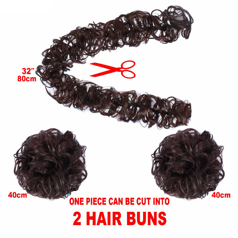 Zolin Messy Bun Caterpillar Hair Ring Curly Chignon Synthetic Hair Extension With Elastic Band Fake Hairpieces For Women