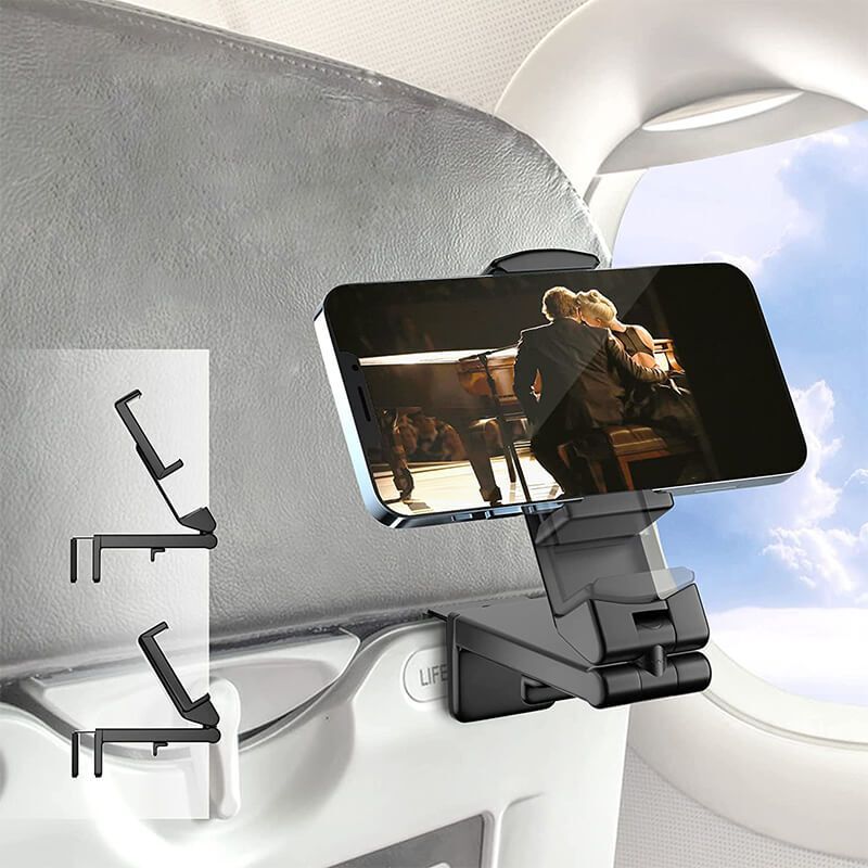 Dudukan ponsel di pesawat terbang, sandaran ponsel portabel, dudukan meja perjalanan, penerbangan, dapat dilipat, penahan Selfie, penyangga kursi kereta