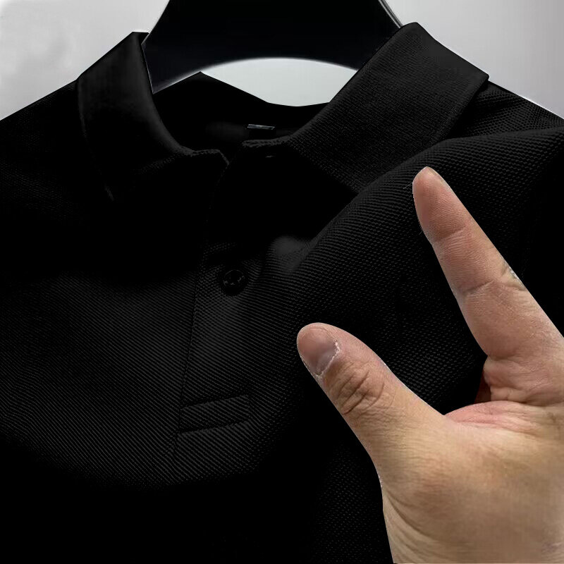 Aiopeson เสื้อโปโลผ้าฝ้าย55% สำหรับผู้ชาย, เสื้อโปโลลำลองสีทึบบางกระชับฤดูร้อนแฟชั่นใหม่