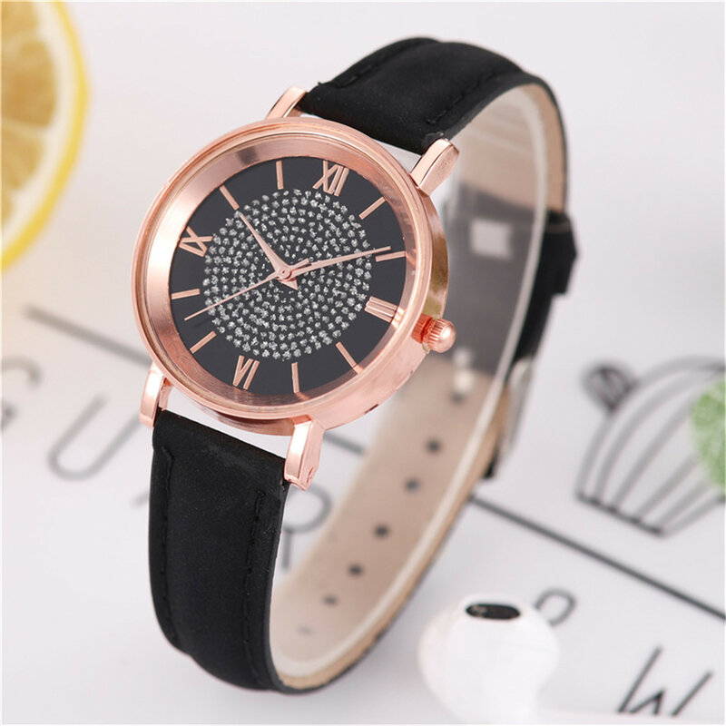 Luxus uhren für Frauen Vintage Leder armband Damen uhr Edelstahl Zifferblatt lässig Armband Uhr montre femme strass 2023