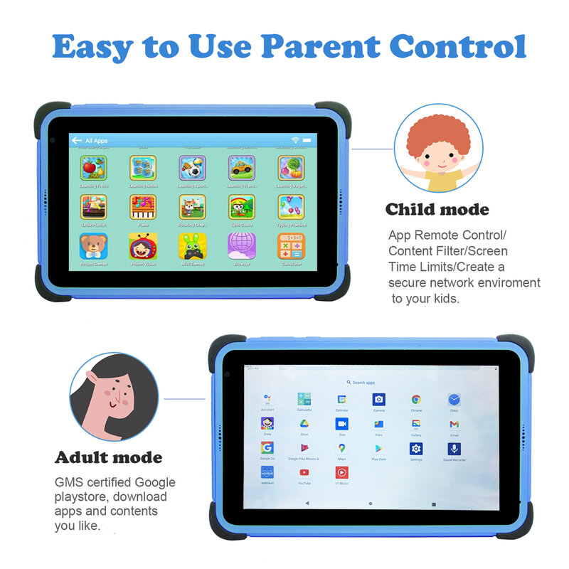 Cwowdefu 7 "Kids Tablet Android 11 2Gb 32Gb Quad Core WIFI Google Play Kinderen Tabletten Voor Kiddies educatief Gift 3000Mah Q70
