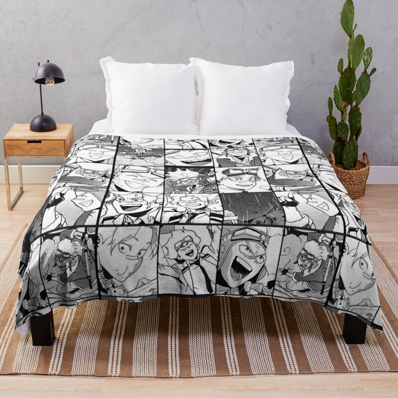 Oboro Shirakumo-ベッド、黒、白のバージョン、ファッショナブルな寝袋用のコラージュスロー毛布、ソフトブランケット