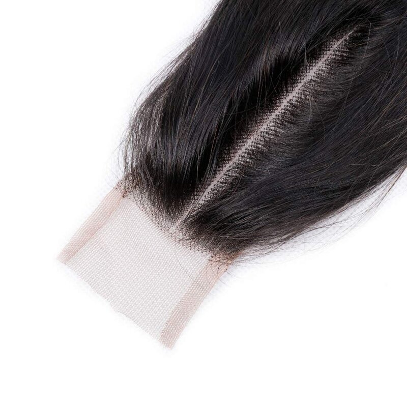 شعر بشري ريمي برازيلي للنساء السمراوات ، موجة جسم مستقيمة ، جزء وسط عميق ، إغلاق دانتيل سويسري شفاف ، Upersmall Kim ، 2x6