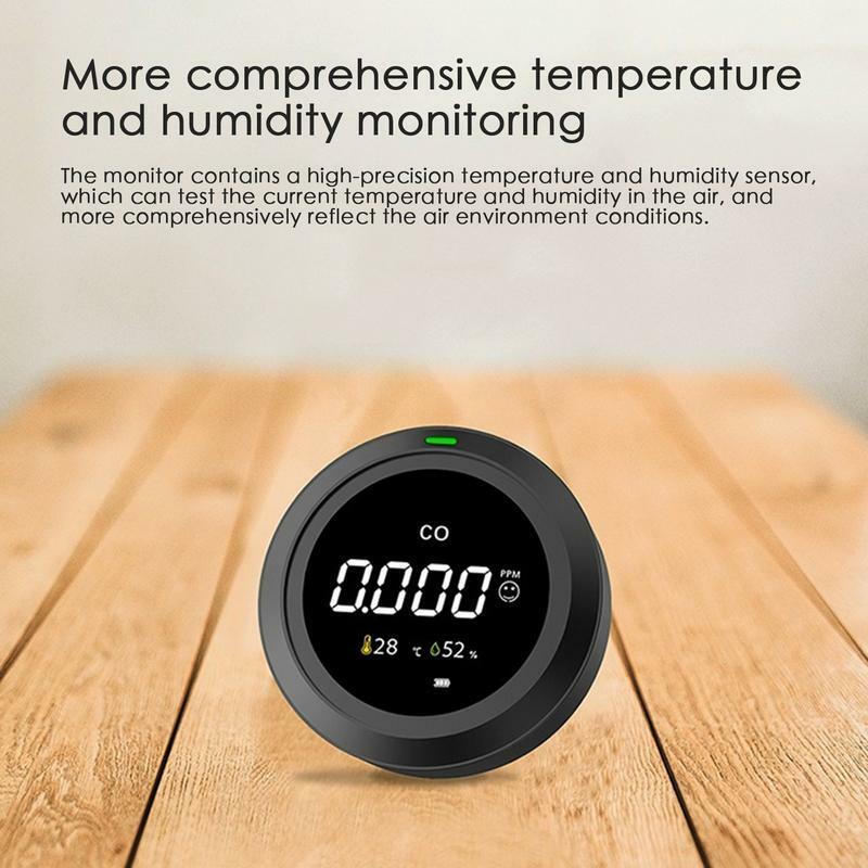 Alarm karbon monoksida CO Alarm keselamatan suara peringatan sensitif CO Sensor pendeteksi baterai dioperasikan Sensor suhu/kelembaban