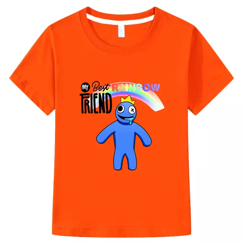 Rainbow Friends Children T-shirt 100% Cotton High Quality Summer Tee-shirt Short Sleeve Funny Cartoon Print Tshirt Boys/girls