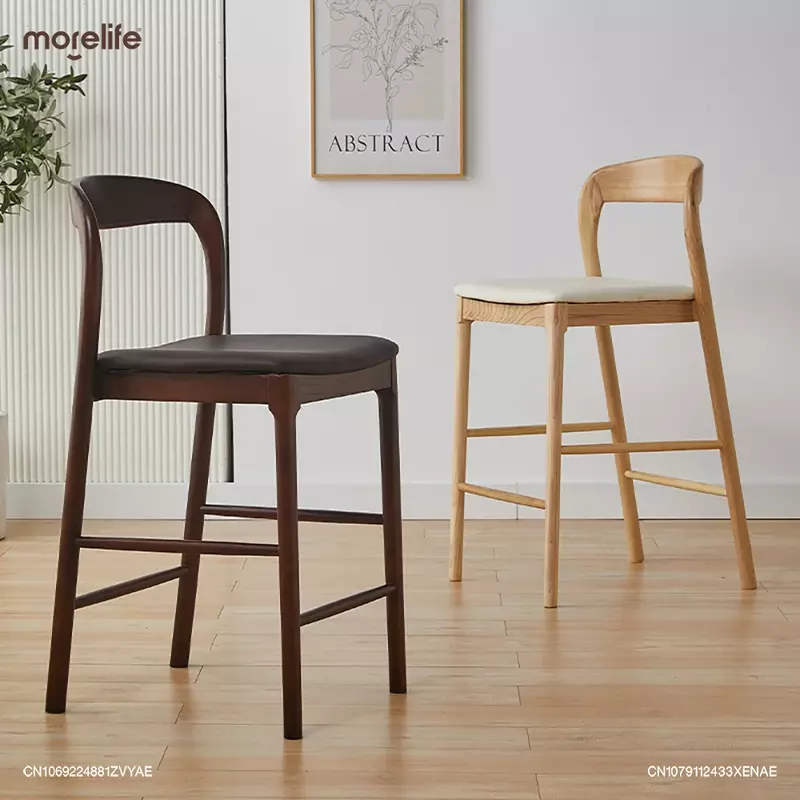 Скандинавские домашние барные стулья из массива дерева, белые Искусственные высокие стулья, современный минималистичный приемный стул, мебель