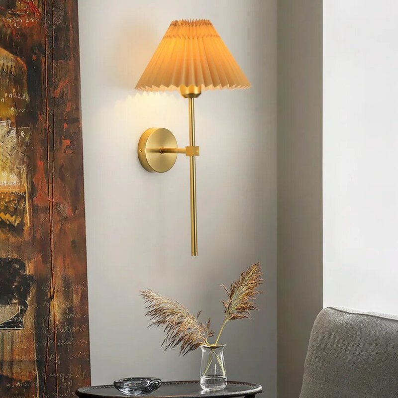 VnnZzo Modern Pleated Led wall lamp Living Room Study Home Decor Standing Light Nordic Bedroom Bedside Lamp Indoor Lighting