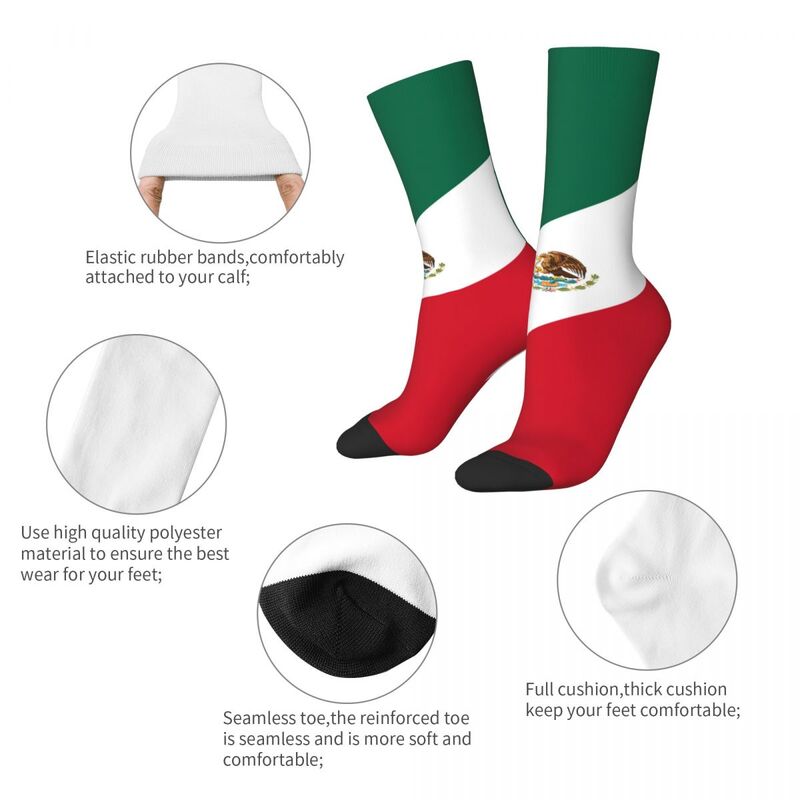 ถุงเท้าแนวฮิปฮอปสำหรับผู้ชายและผู้หญิงถุงเท้าลายธงเม็กซิโก