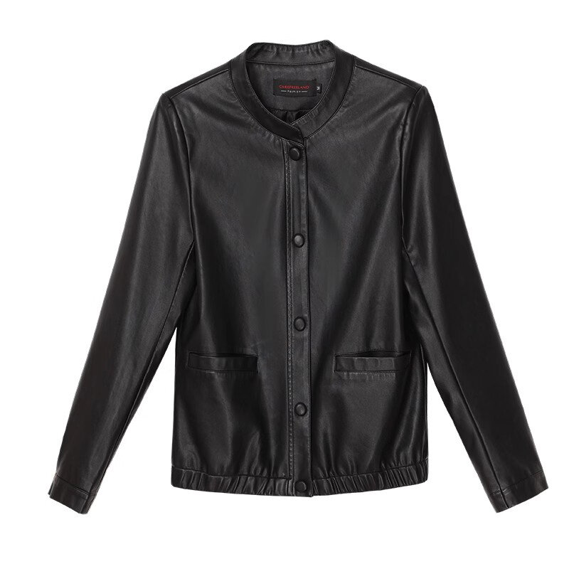 New Women Biker Leather Jacket Spring Autumn Fashion O-Neck Single Breasted Short Leather Coat Split Leather Casual Outerwear