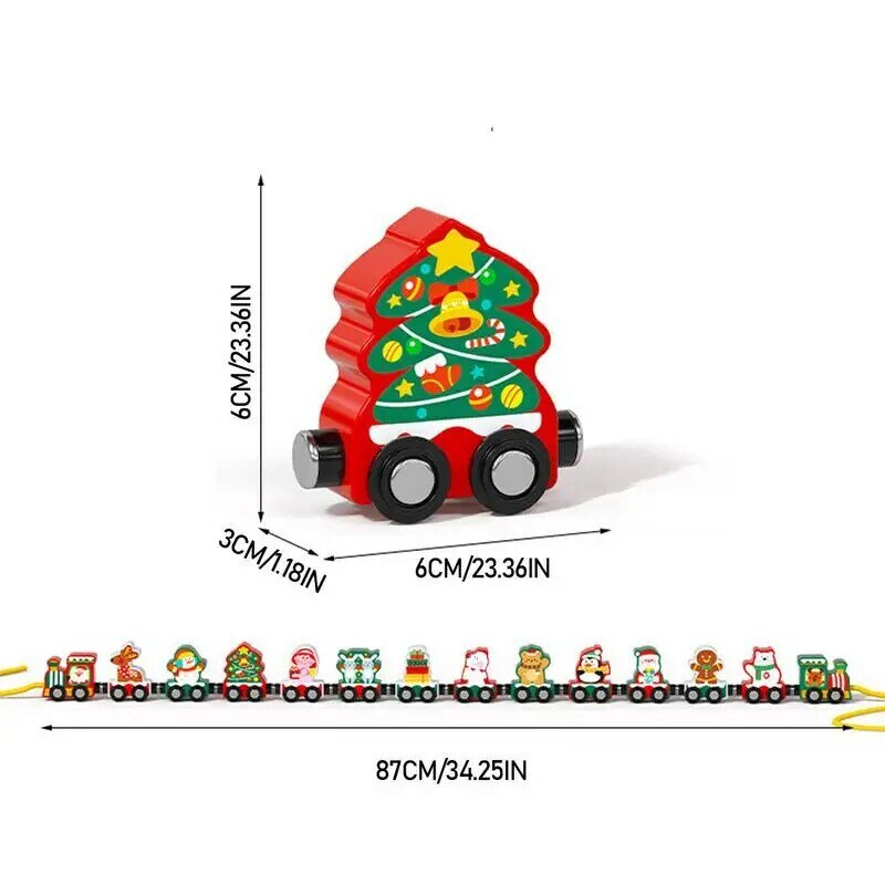 3D trem magnético de madeira para meninos e meninas, puzzle, decoração de natal, árvore de natal, brinquedos educativos