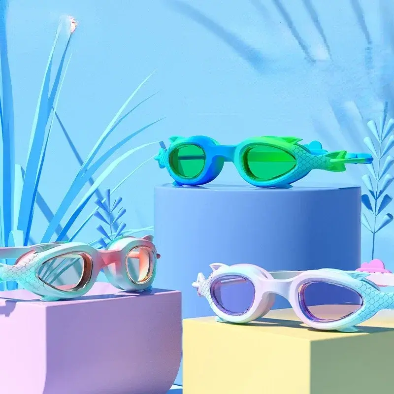 Óculos de natação impermeáveis para crianças, Anti Fog Goggles, Treinamento Profissional para Meninos e Meninas, Equipamento de Natação
