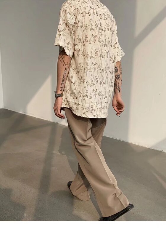 Camisa de media manga para hombre, camisa Retro con estampado de Hip-Hop, marca de moda