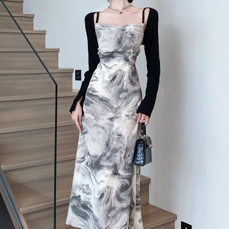 Сексуальное платье макси HOUZHOU, винтажное элегантное платье с принтом в китайском стиле, нежное Бандажное платье с открытой спиной, модные летние облегающие длинные платья