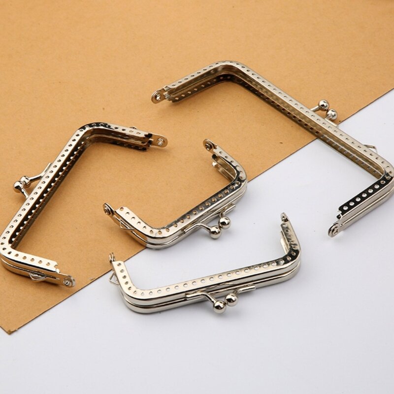 1 Pc Square Stainless Steel Purse Frame DIY Craft Kiss Clasp Lock Clips Coin Bag Semicircular Shape Embossed Metal Clutch Frame