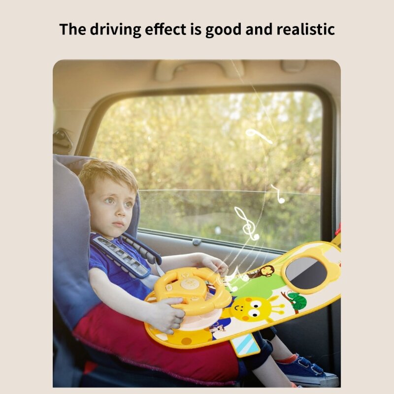 تشغيل مثير للاهتمام وتعلم السائق مع لعبة عجلة القيادة الصغيرة مرآة الأصوات