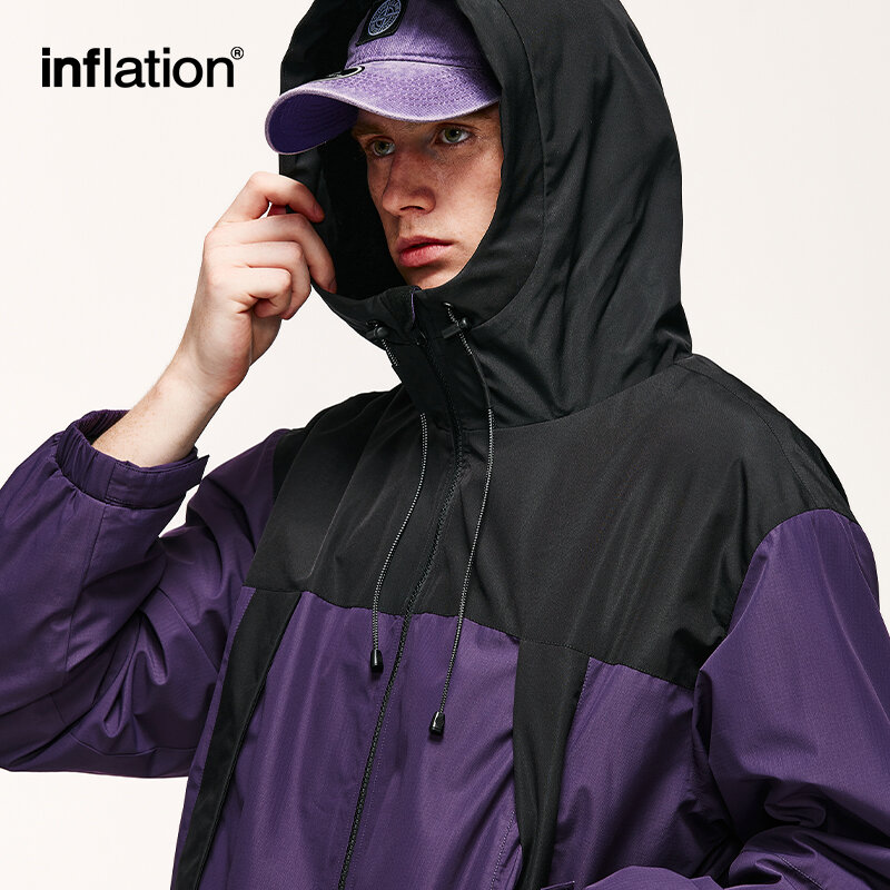 Inflação-veludo acolchoado jaqueta com capuz para homens e mulheres, pescoço alto, windproof, algodão, ao ar livre, inverno