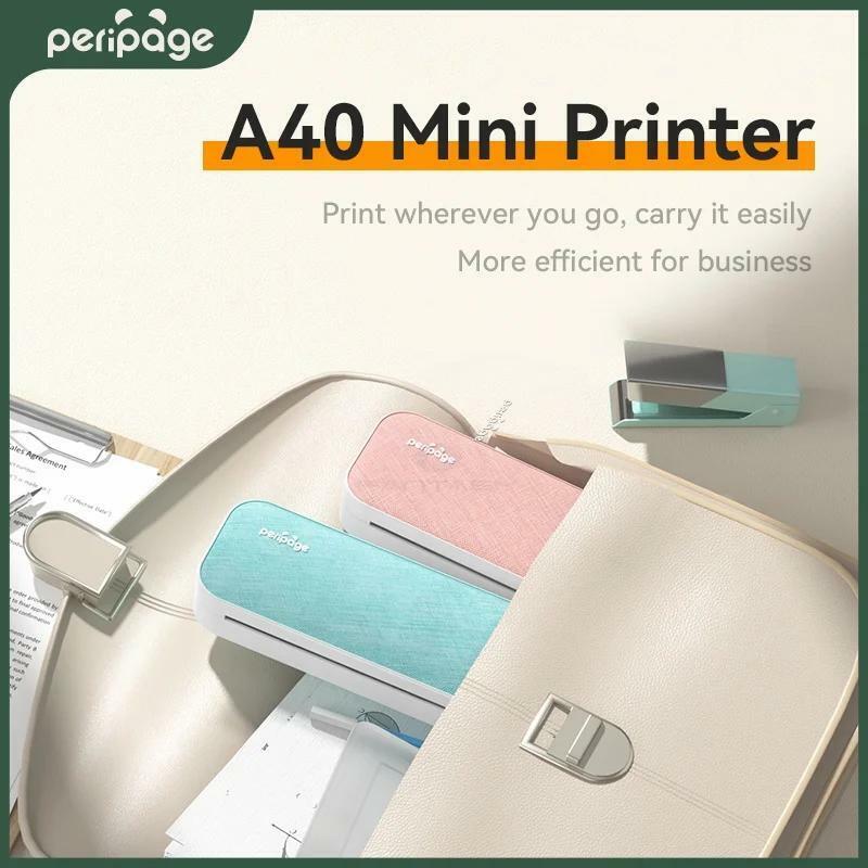 Peripage เครื่องพิมพ์ A4แบบพกพา, เครื่องพิมพ์ลายสักขนาดเล็กไม่มีหมึกกระดาษความร้อนไร้สายบลูทูธโทรศัพท์มือถือ203/304dpi