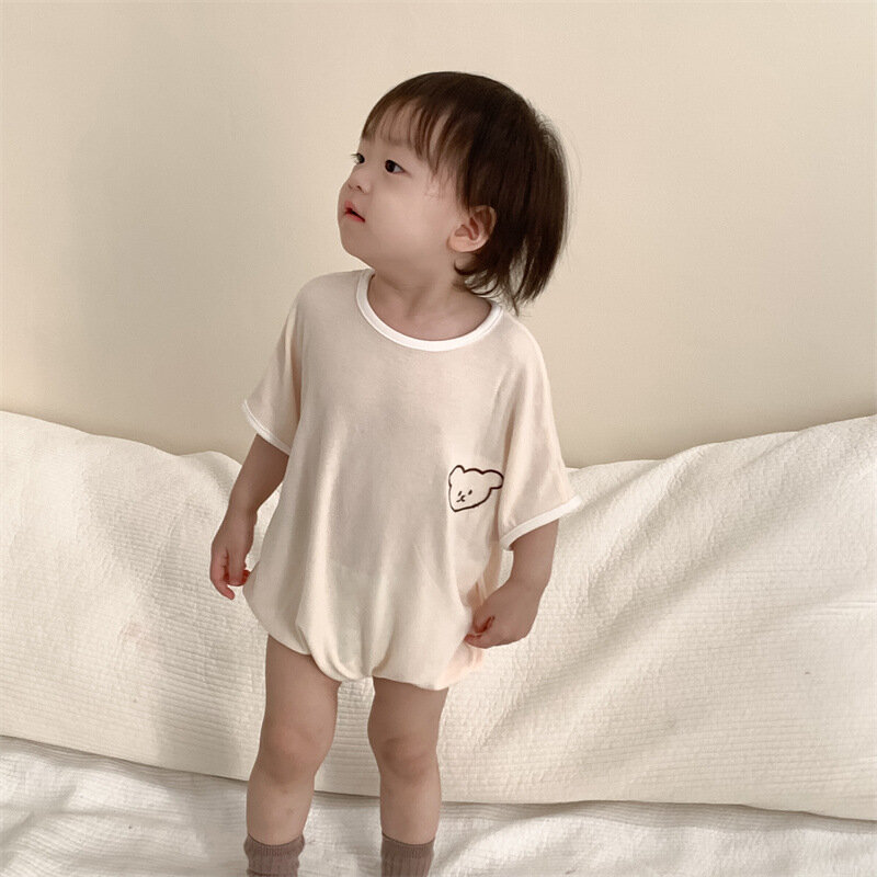 2024 Summer New Baby Short Sleeve Bodysuit Newborn Toddler Cotton Casual Jumpsuit Infant Boy Girl Cartoon Bear Clothes 0-24M