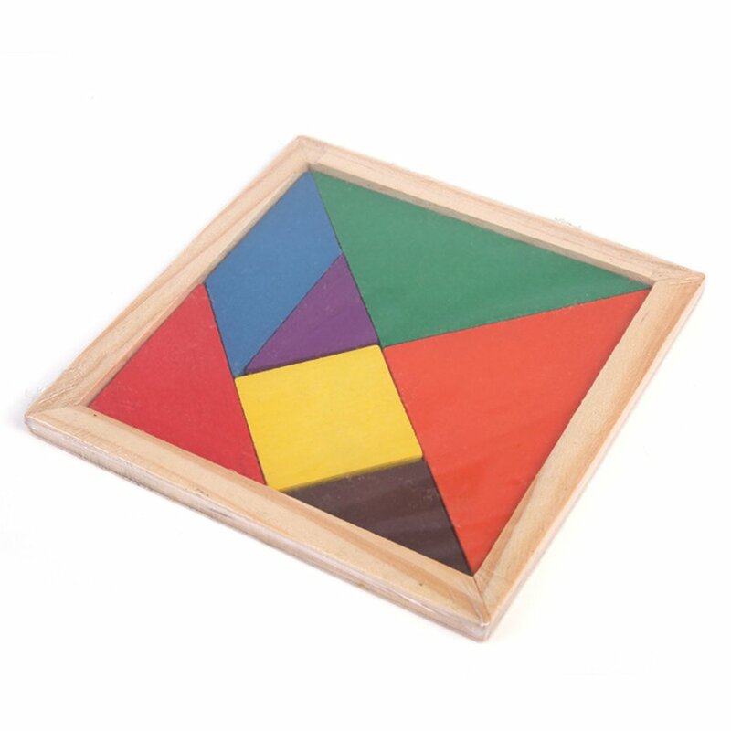 Rompecabezas divertido de geometría de madera para niños, forma de rombo Tangram, desarrollo cognitivo intelectual, juguetes para niños, juguete para iluminación