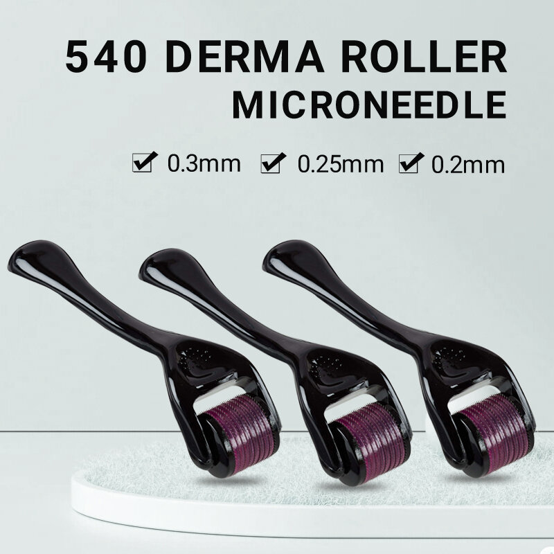 Derma Roller-Rodillo de titanio para el crecimiento del cabello y la barba, rodillo de tratamiento para el cuidado de la piel de la cara, antiacné, micronocioso, 540, 0,2, 0,25 y 0,3mm