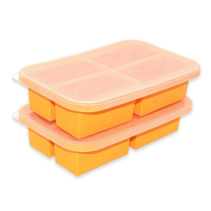 Cup Silicone Freezing Tray With Lid,2 Pc , Easy-Release Silicone Freezer Tray Food Freezer Molds