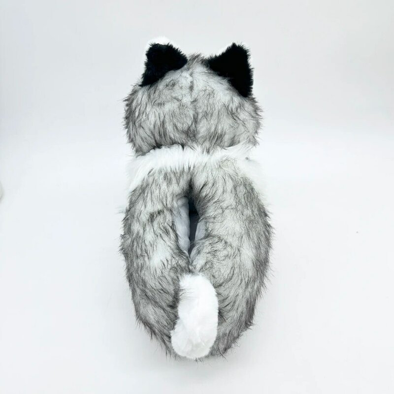 Pantoufles créatives de loup gris simulé pour femmes, chaussures de maison confortables, douces et chaudes, chaussures en peluche de haute qualité