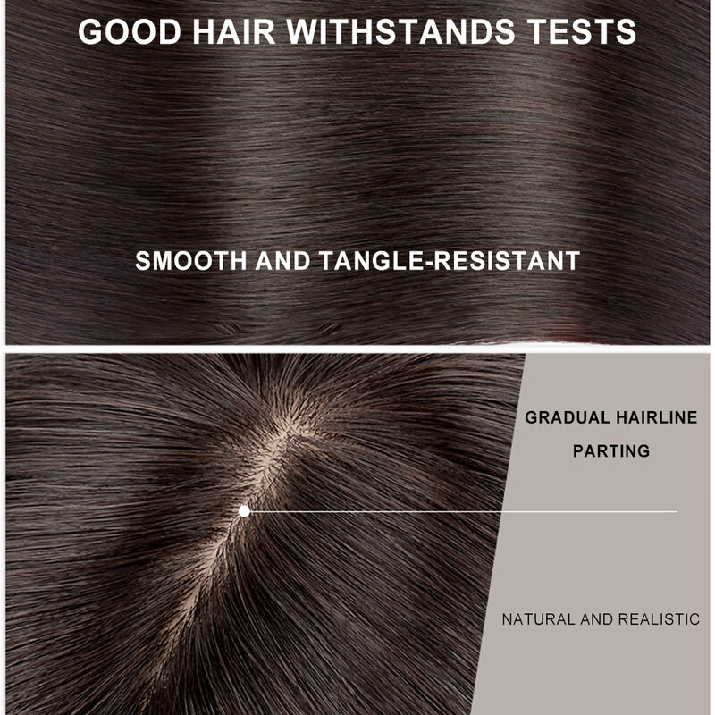 Peluca de cabello humano liso para mujer, pelo con flequillo, color negro, 100%