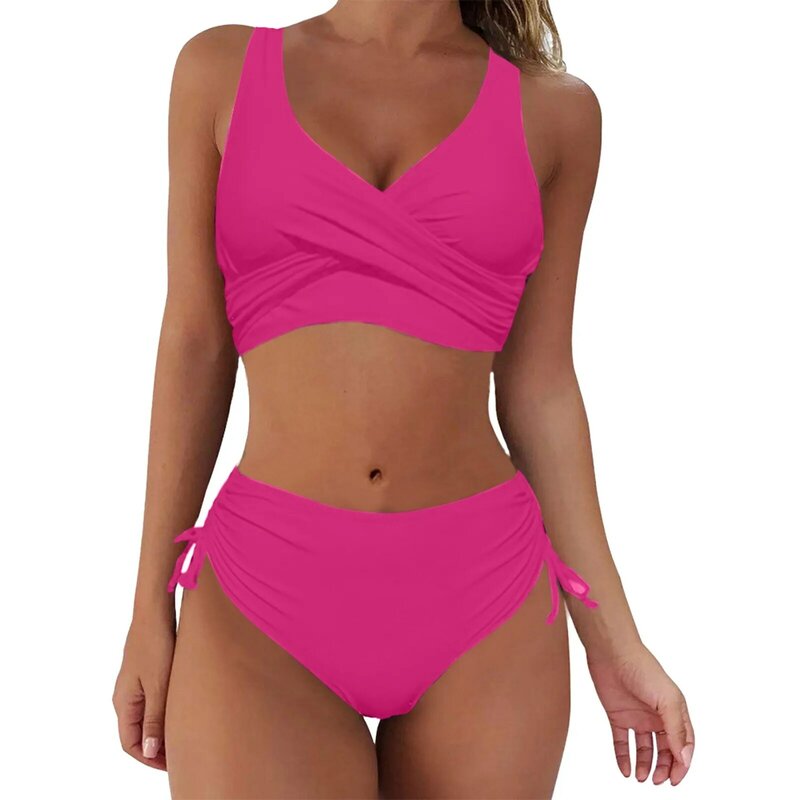 2024 Frauen Badeanzüge zweiteilig Push-up Bandage Bikini Set weibliche Bade bekleidung aushöhlen Bikini hohe Taille Badegäste Badeanzug