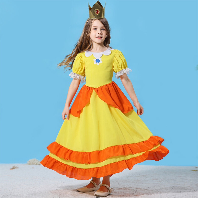 2023 праздничный костюм принцессы на Хэллоуин для девочек, персиковый костюм, розовая, синяя, желтая фея, косплей, Рождественская вечеринка, винтажные элегантные длинные платья