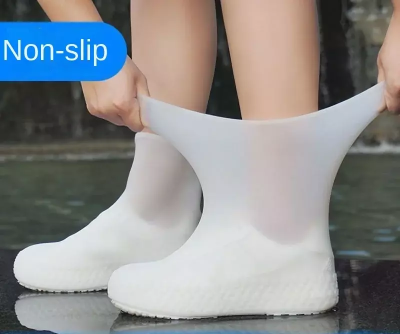 1 Pair Silicone WaterProof Shoe Covers lip-resistant Rubber Rain Boot Rain Gear Overshoes Accessories For Outdoor Rainy Day
