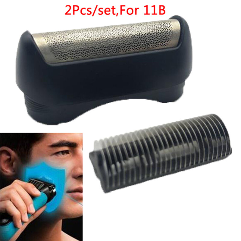 1 conjunto 11b lâmina de barbear & cortador substituição para braun series 110 120 130 140 150 cabeça barbear elétrica malha grade tela