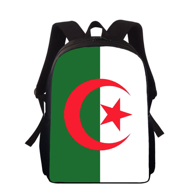 Algeria Flag 15 "3D Print Kids zaino borse per la scuola primaria per ragazzi ragazze zaino studenti borse per libri scolastici